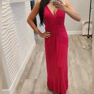 Women casual pink long dress